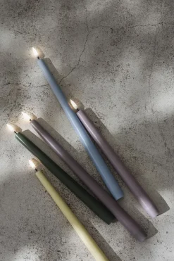 LED taper candle, Skype blue, smooth, 2-pack, 2,3x25 cm