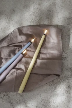 LED taper candle, Skype blue, smooth, 2-pack, 2,3x25 cm
