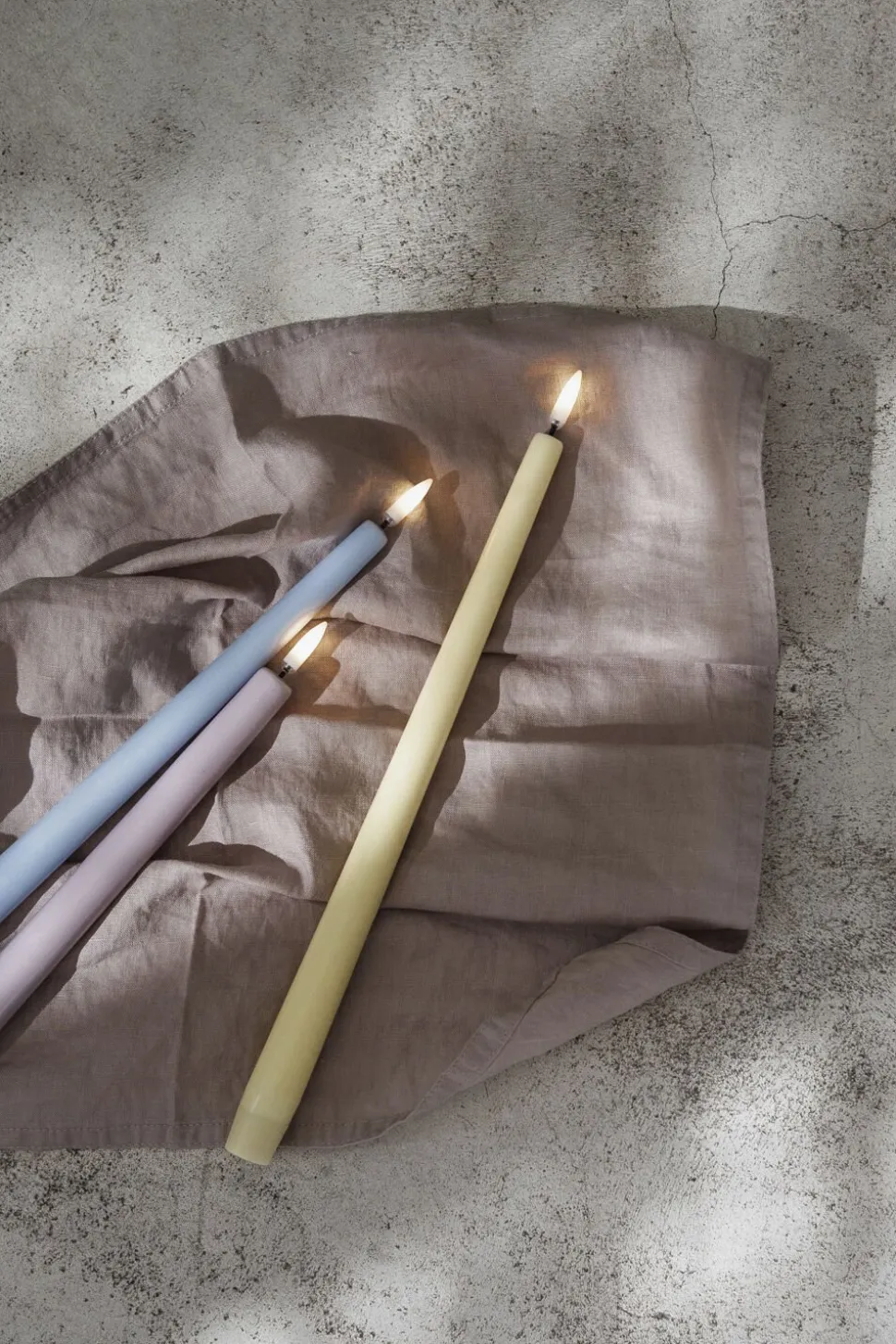 LED taper candle, Skype blue, smooth, 2-pack, 2,3x25 cm