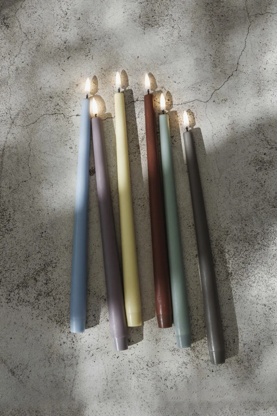 LED taper candle, Skype blue, smooth, 2-pack, 2,3x25 cm