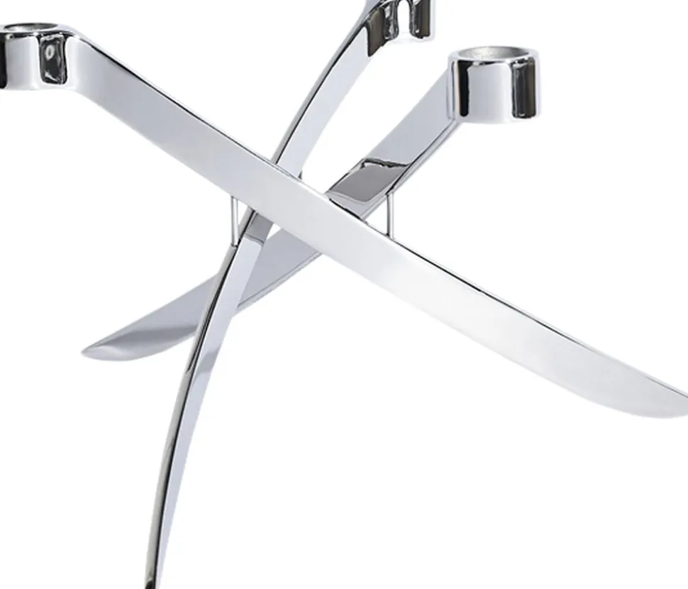 LIGHTARCH Candle Holder 3 arm Taper, Chrome 28 x 17 CM