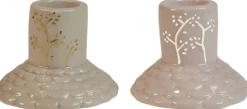 Lysestage 2ass D7x5,5cm keramik