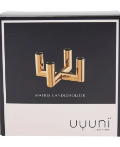 MATRIX Candle Holder - 4'arm Mini Taper - Brass - 7,5 x 4,5