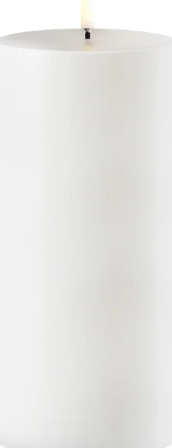 Outdoor LED pillar candle, White, 8,4x20 cm