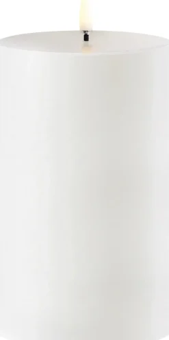 Outdoor LED pillar candle, White, 8,4x15 cm