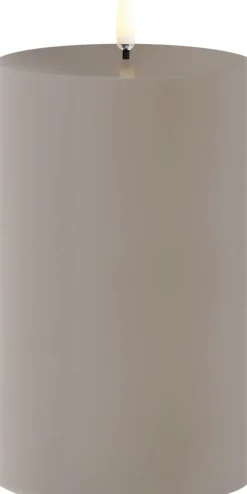 Outdoor LED pillar candle, Sandstone, 8,4x15 cm