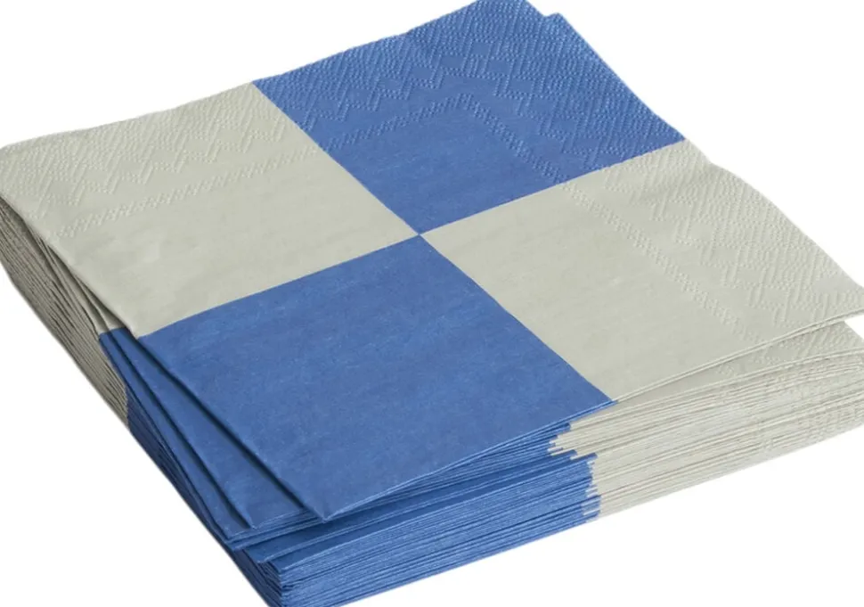 Pattern Napkins-Set of 20 Dinner-Grey and blue L check