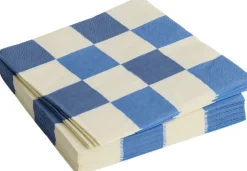 Pattern Napkins-Set of 20 Dinner-Off-white and blues M check