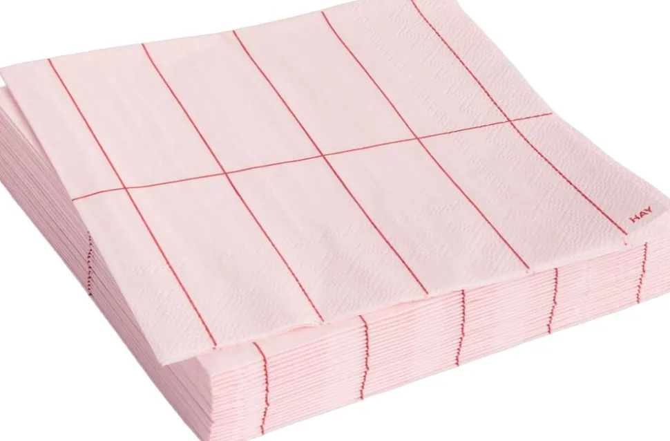 Pattern Napkins-Set of 20 Lunch-Light pink and red grid