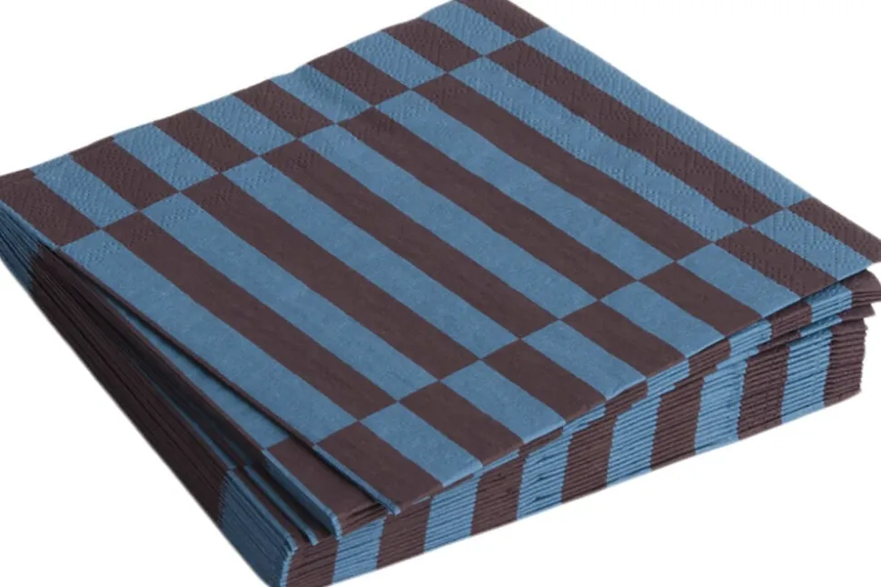 Pattern Napkins-Set of 20 Lunch-Anthracite and bordeaux pillar stripe