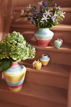 Poppery Vase H12 cm pink/mint/gul
