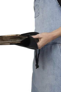 Pot Holder, Classic Black Leather, with smart insert