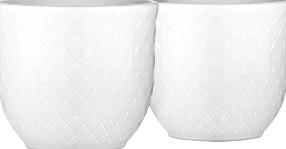 Rhombe Æggebæger H4,5 hvid porcelæn 2 stk.