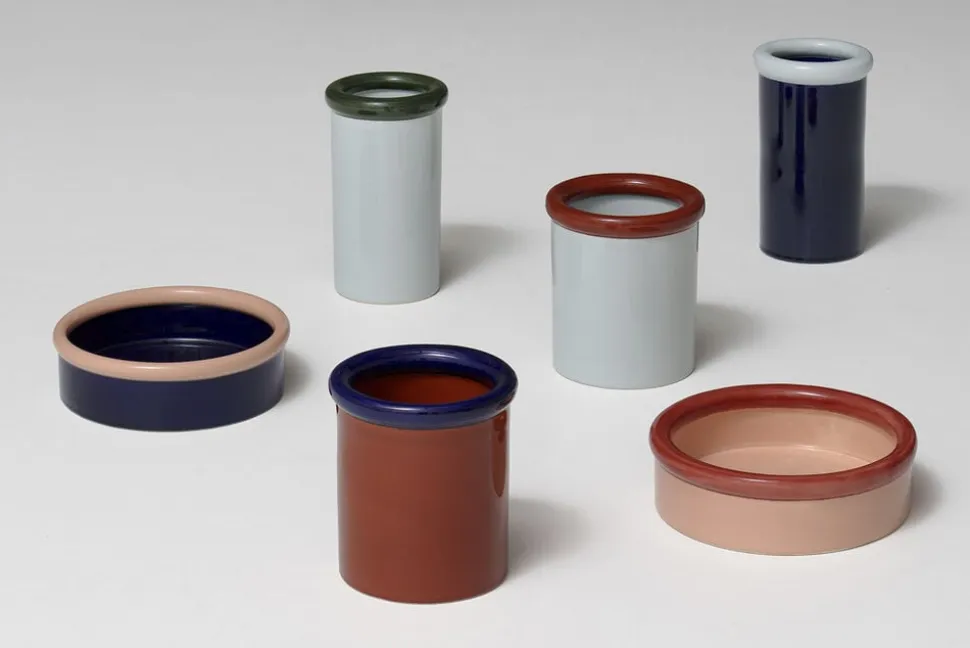 ROD Pot ceramic H175 x Ø153 Dark blue/Terracotta