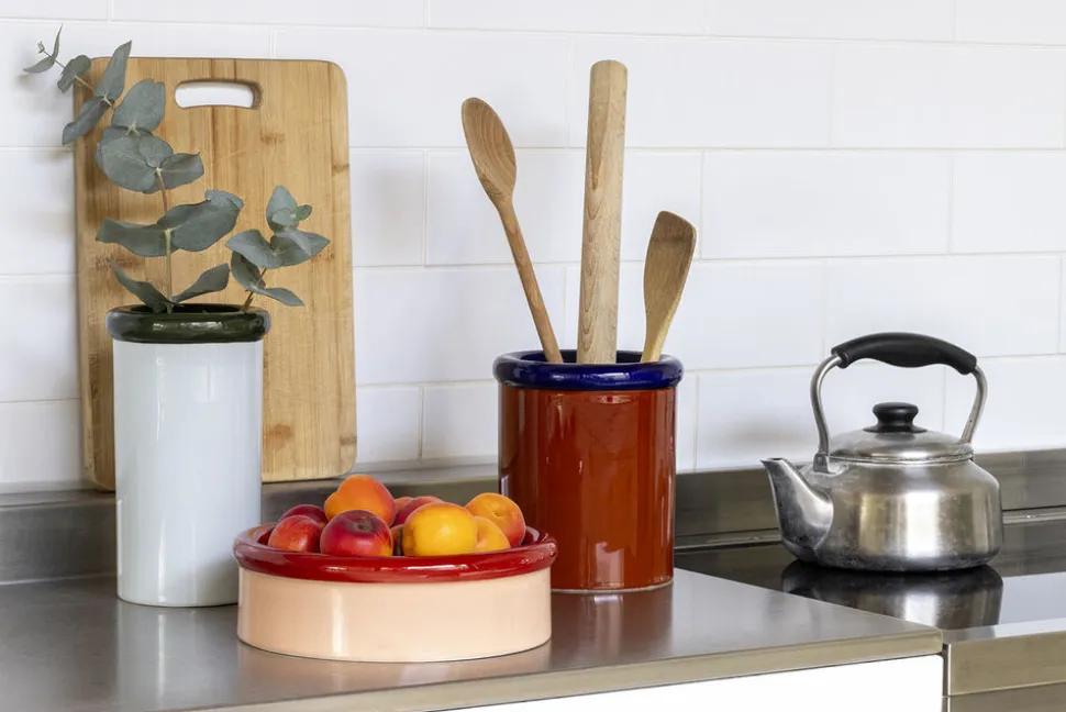 ROD Pot ceramic H175 x Ø153 Dark blue/Terracotta