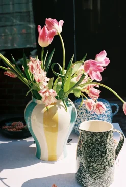 Sobremesa Stripe Vase-Large-Green a