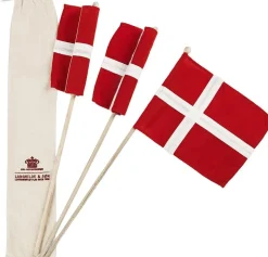 Stofflag på pind 3 stk hurraflag