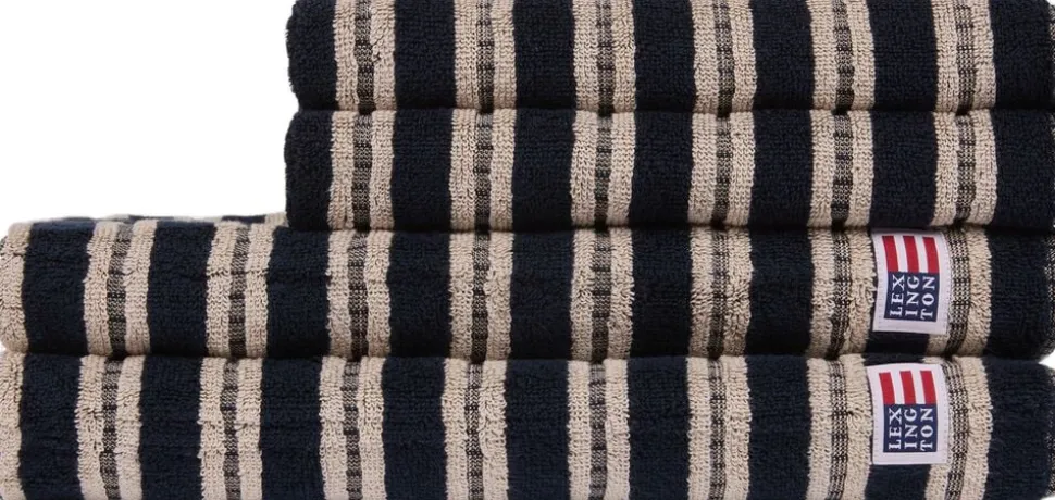 Striped Terry Towel Blackish Navy/Lt Beige