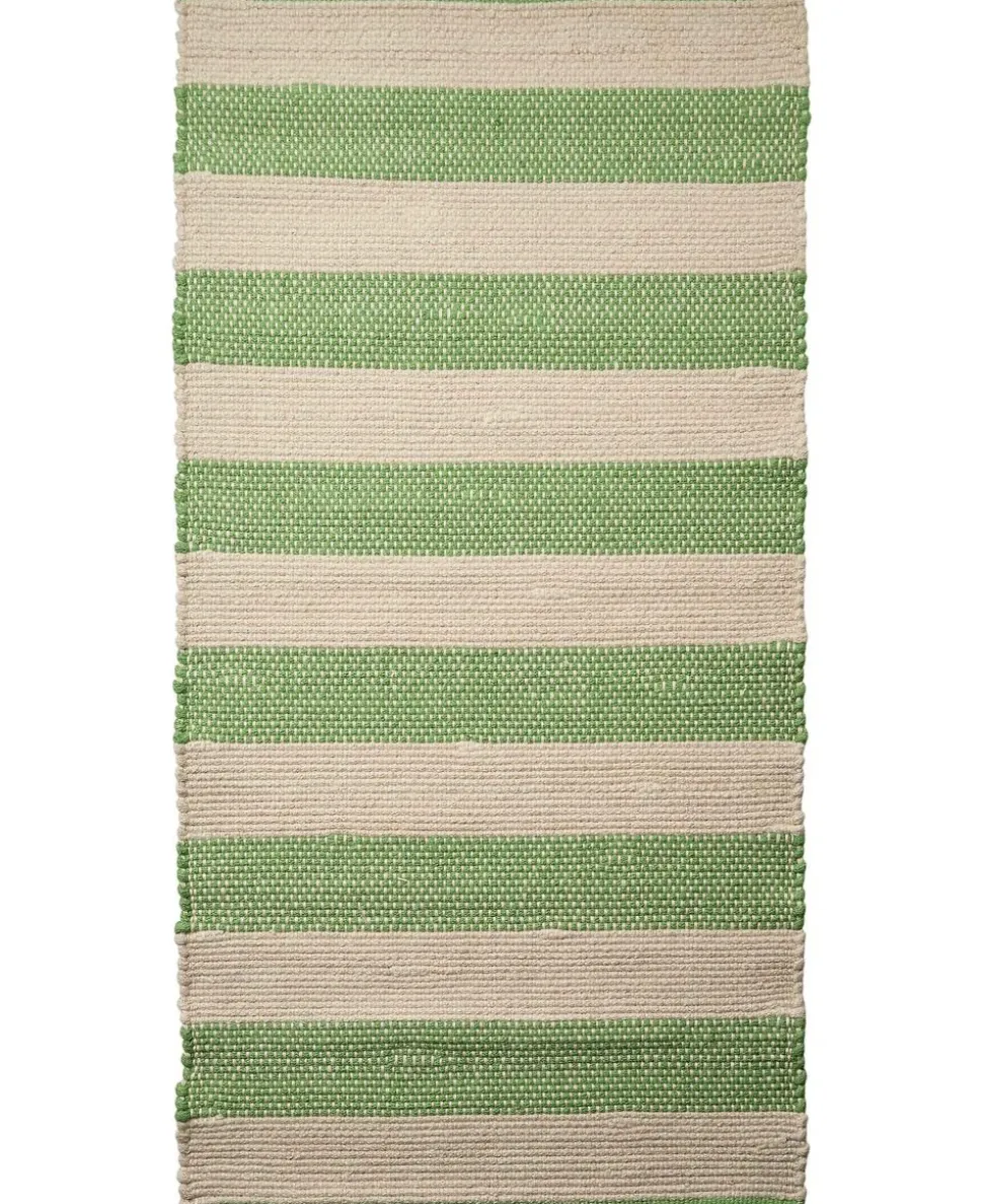 stripe/natur-grøn, tæppe