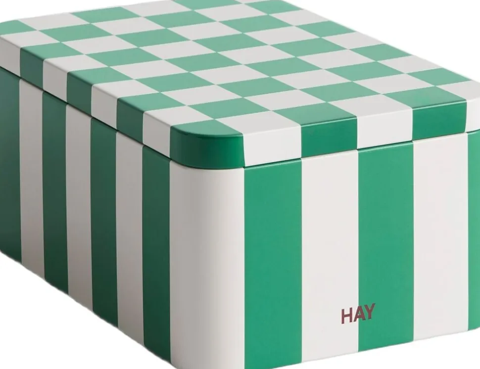Tin Container-Small-Green and off-white