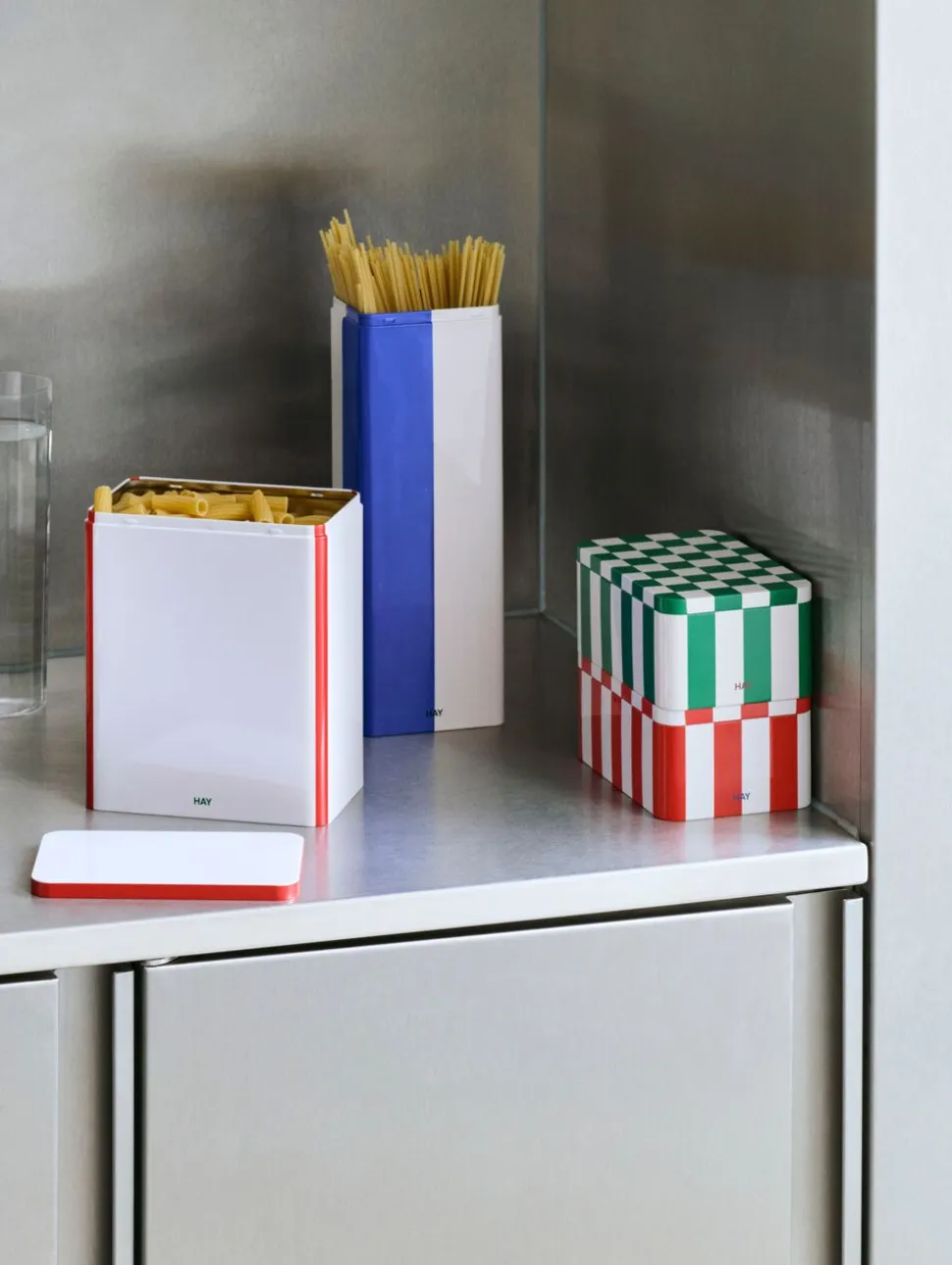 Tin Container-Small-Red and off-white