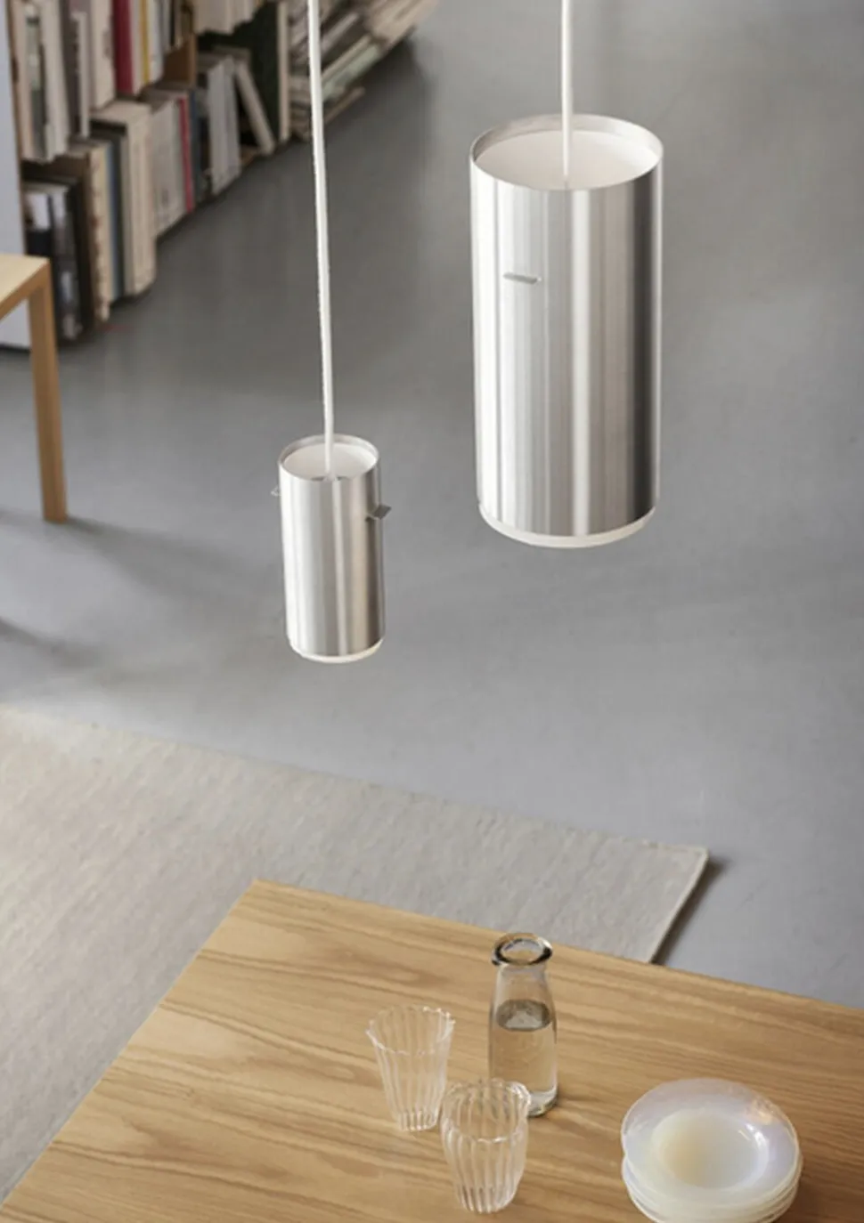 Tube Pendant, Brushed Aluminium, Large