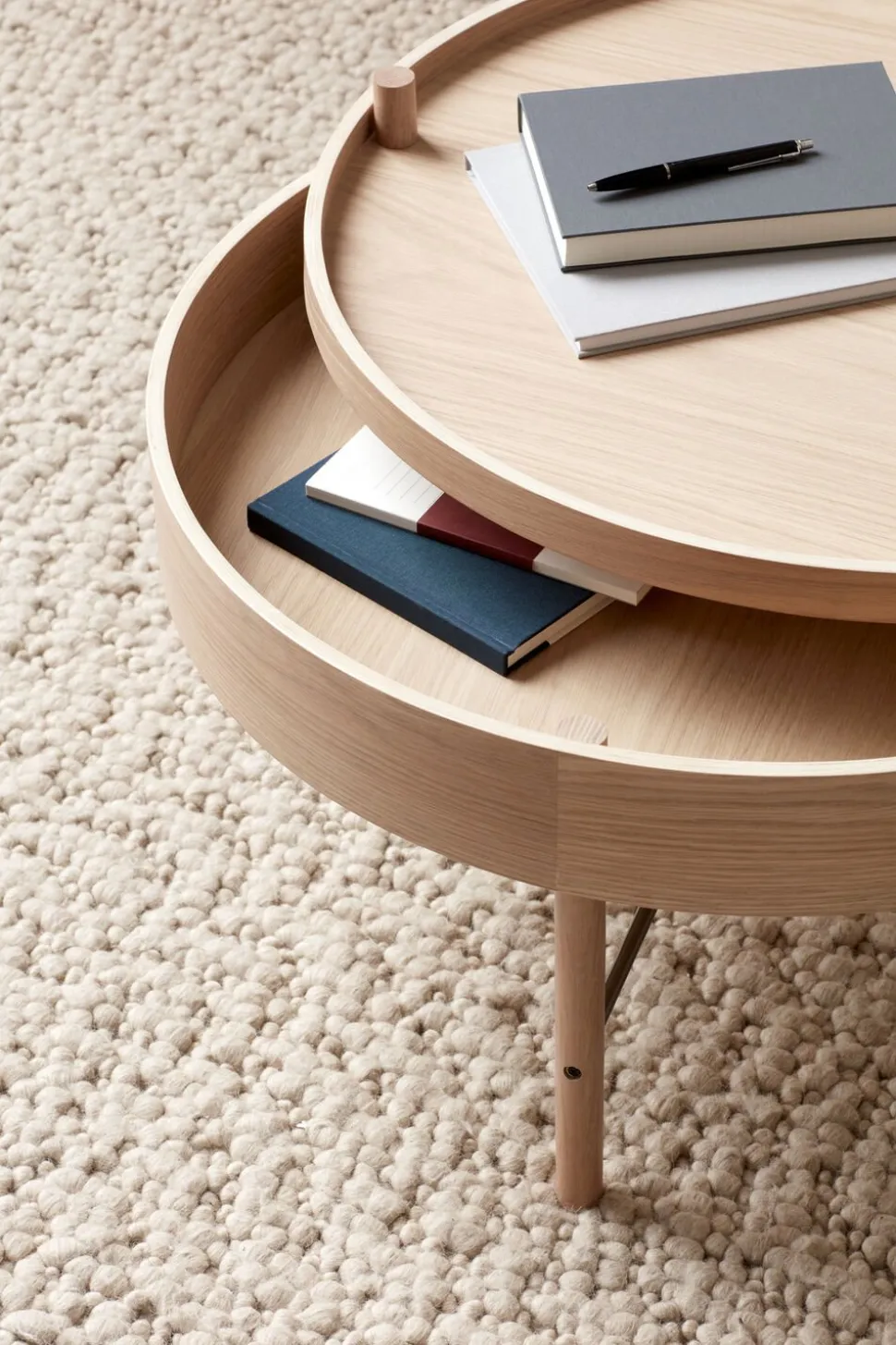 Turning Table, White Oak ø65 cm, Bl