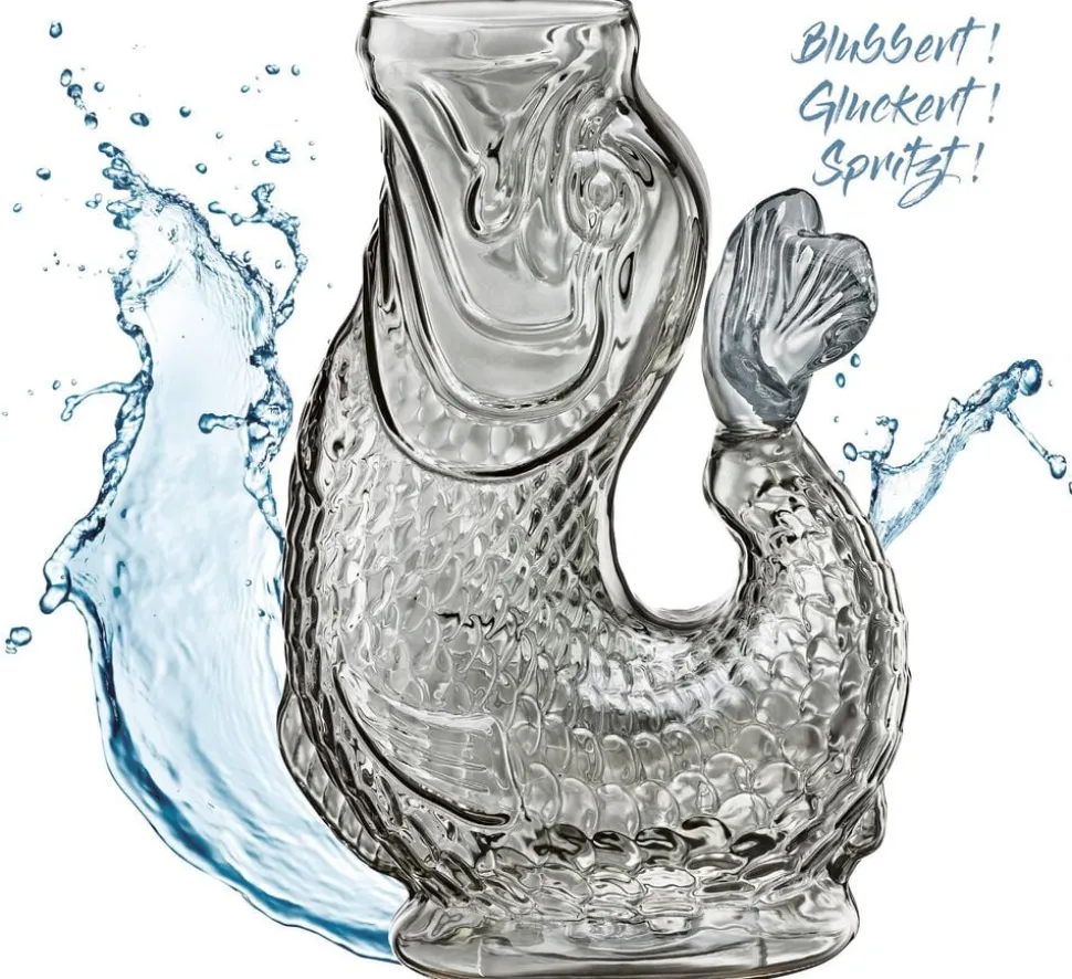 Vandkaraffel fisk, grå, glas, NEMO