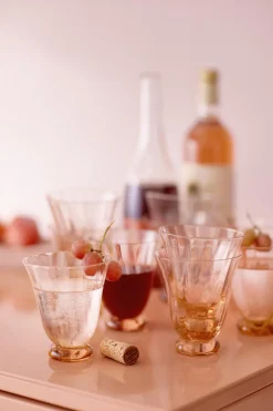 Water Glass Trellis Peach S/2pcs