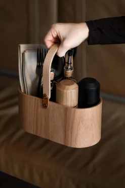 Wood Tray Caddy, Oak, 12x23x10 cm